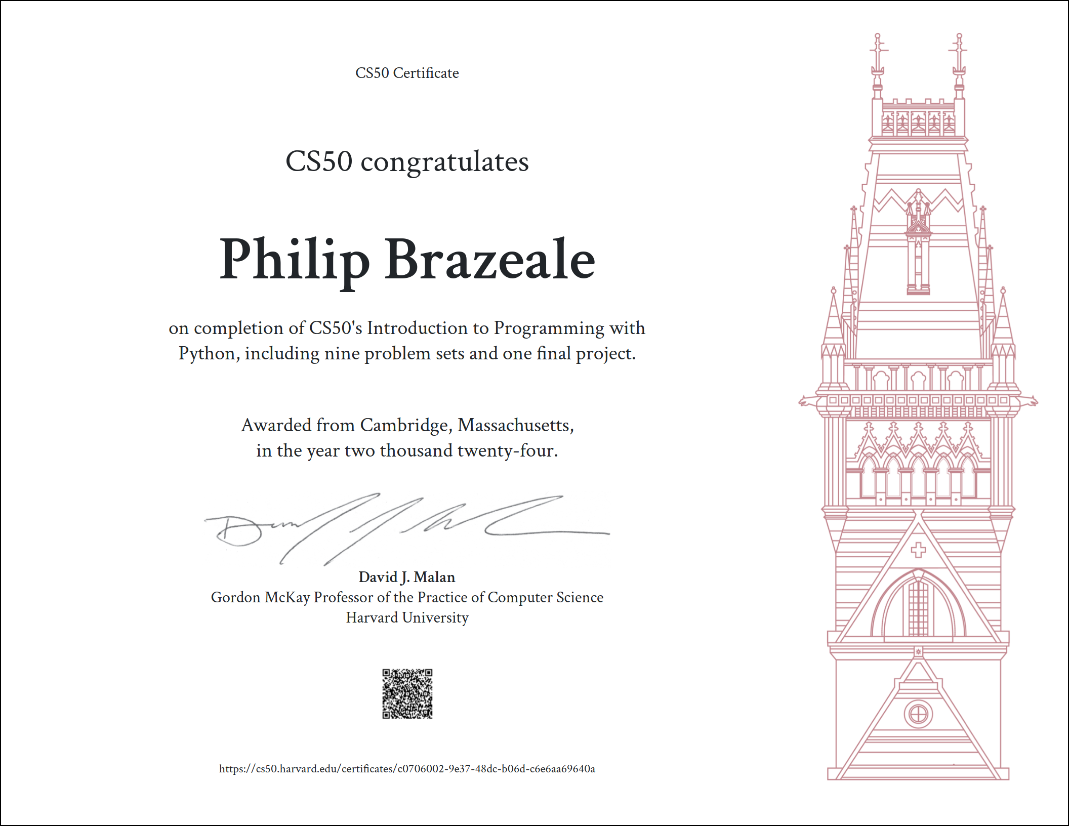 CS50P Certificate