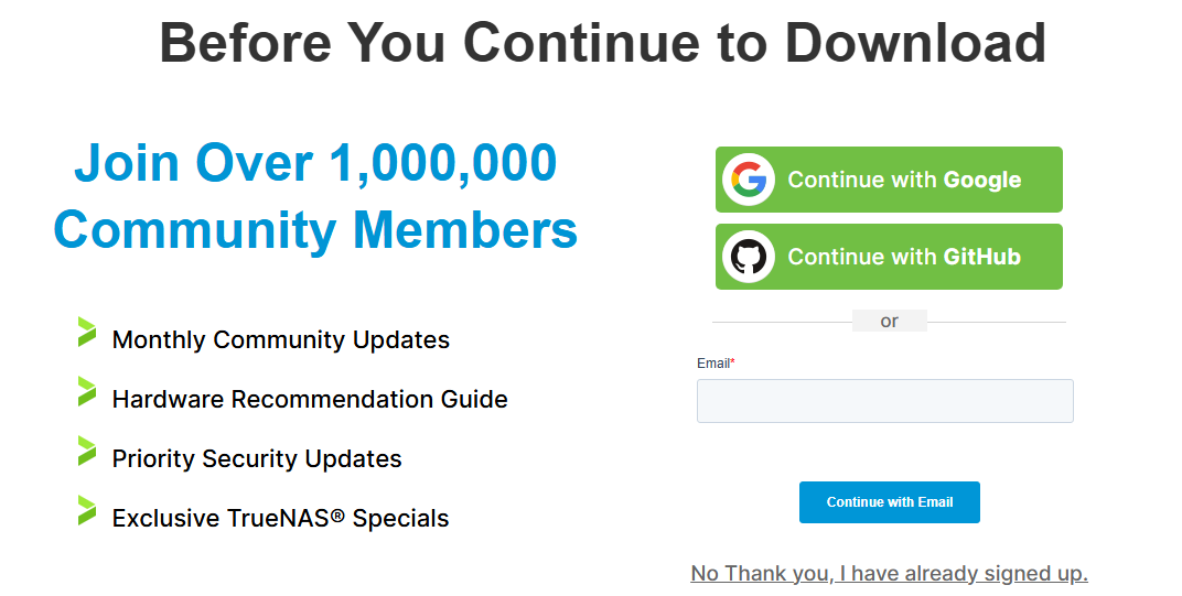 TrueNAS Signup